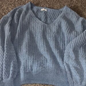Maurices Textured V-Neck Sweater in Soft Blue